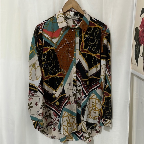 Zara Tops - Zara Used Geometic Pattern Long Sleeve Button Shirt
